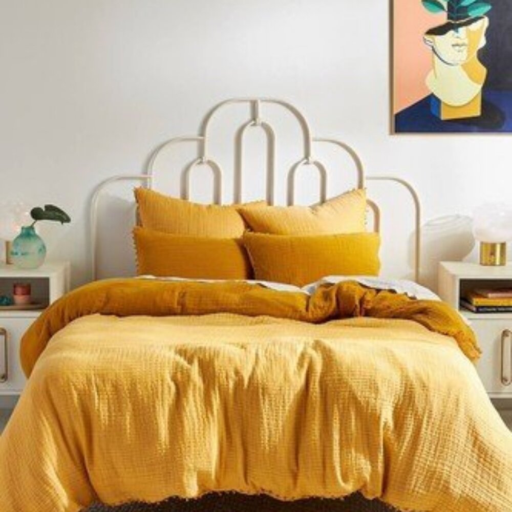 Anthropologie Reversible Airy Gauze Quilt Duvet Cover King